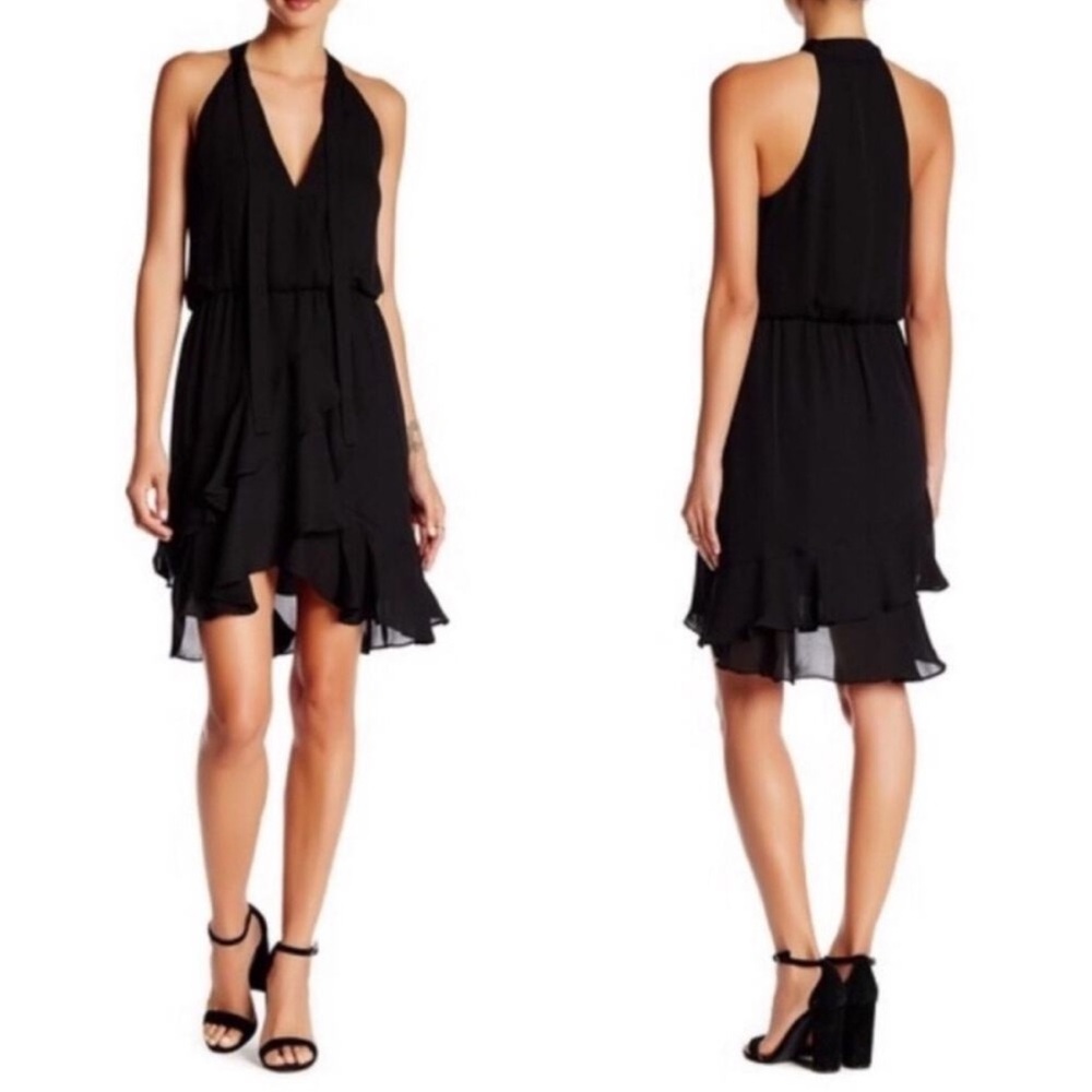 Parker Black High Low Halter Dress